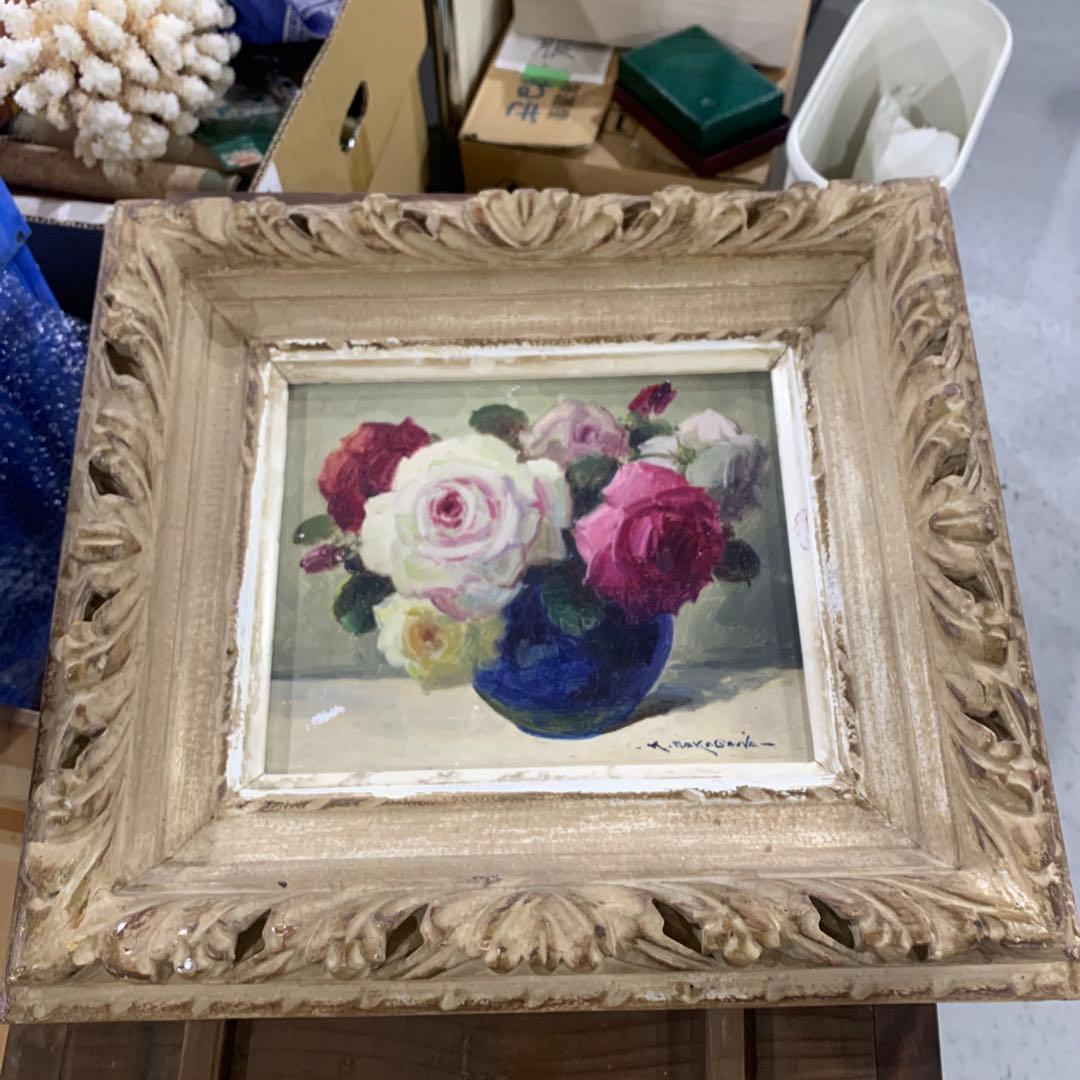 花瓶のバラ 油彩画