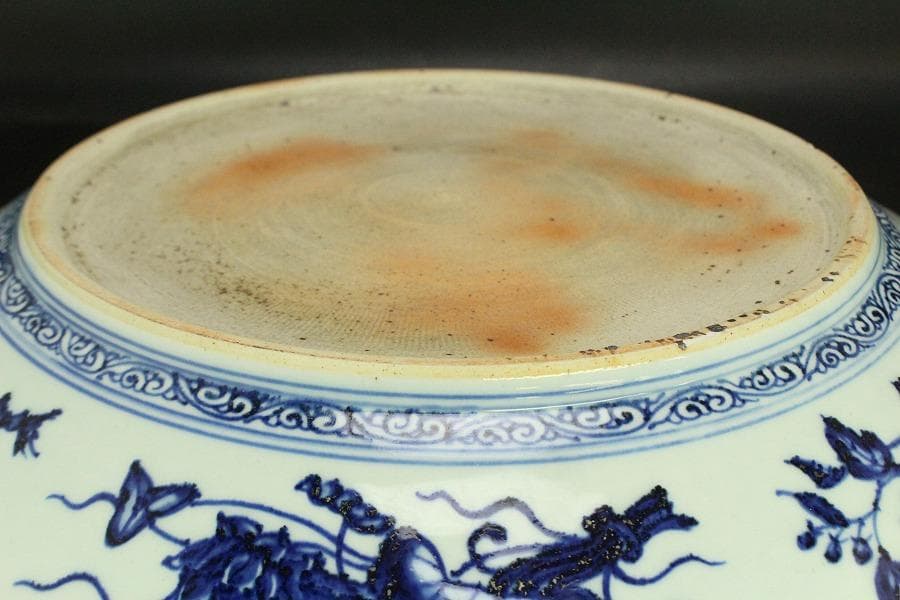 中国美術 青花 枝果紋 皿 φ42.3cm(BB509)