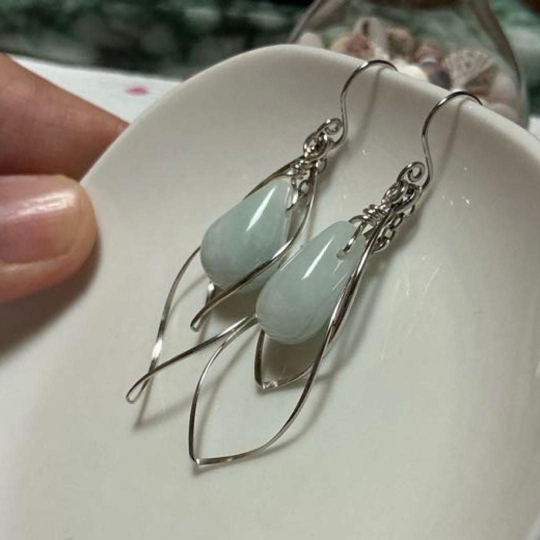 ティアドロップピアス　小滝産翡翠　K14 ゴールドフィルド使用