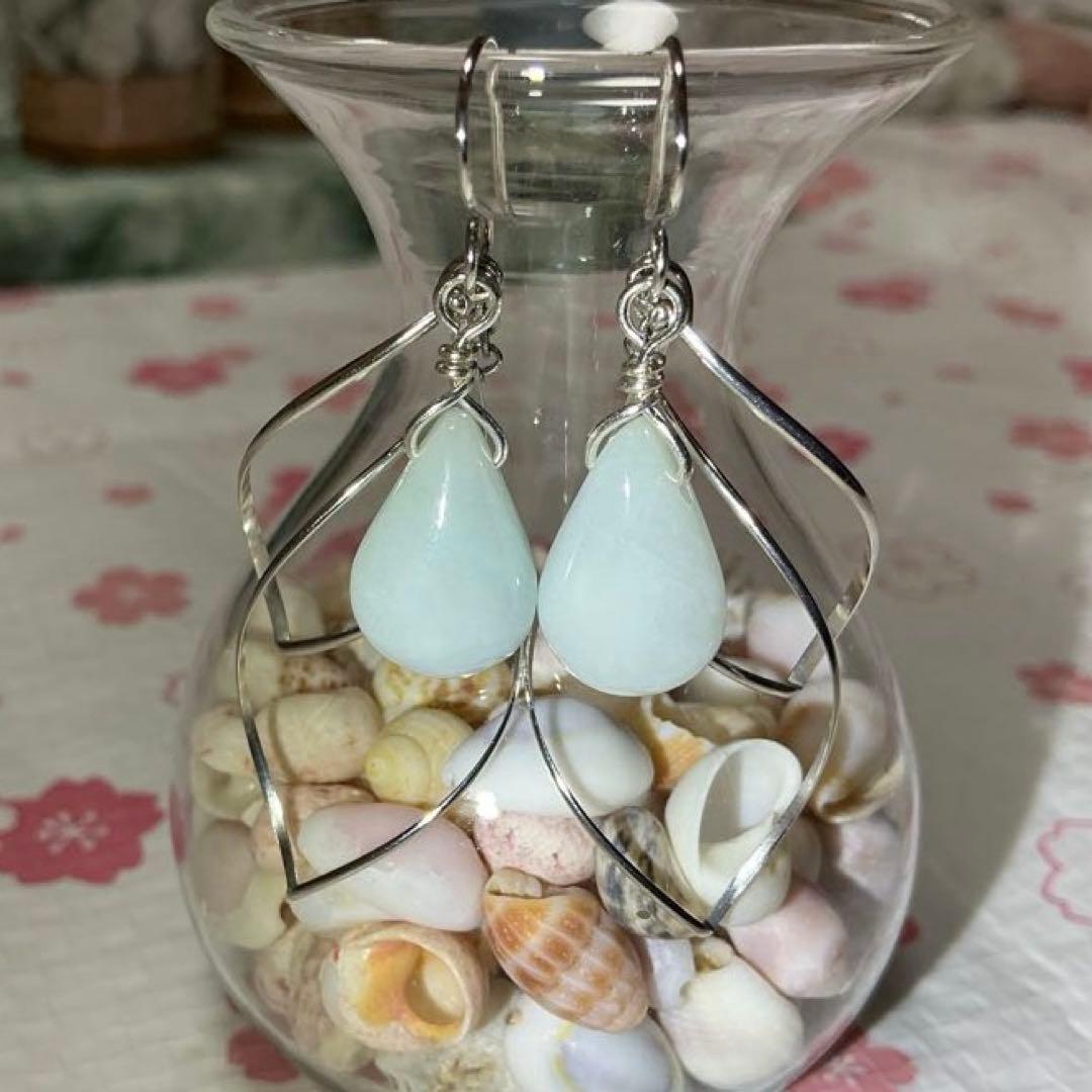 ティアドロップピアス　小滝産翡翠　K14 ゴールドフィルド使用