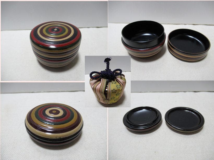 茶道具　唐松蒔絵茶箱　道具皆揃い　蒔絵師忠雲　共箱