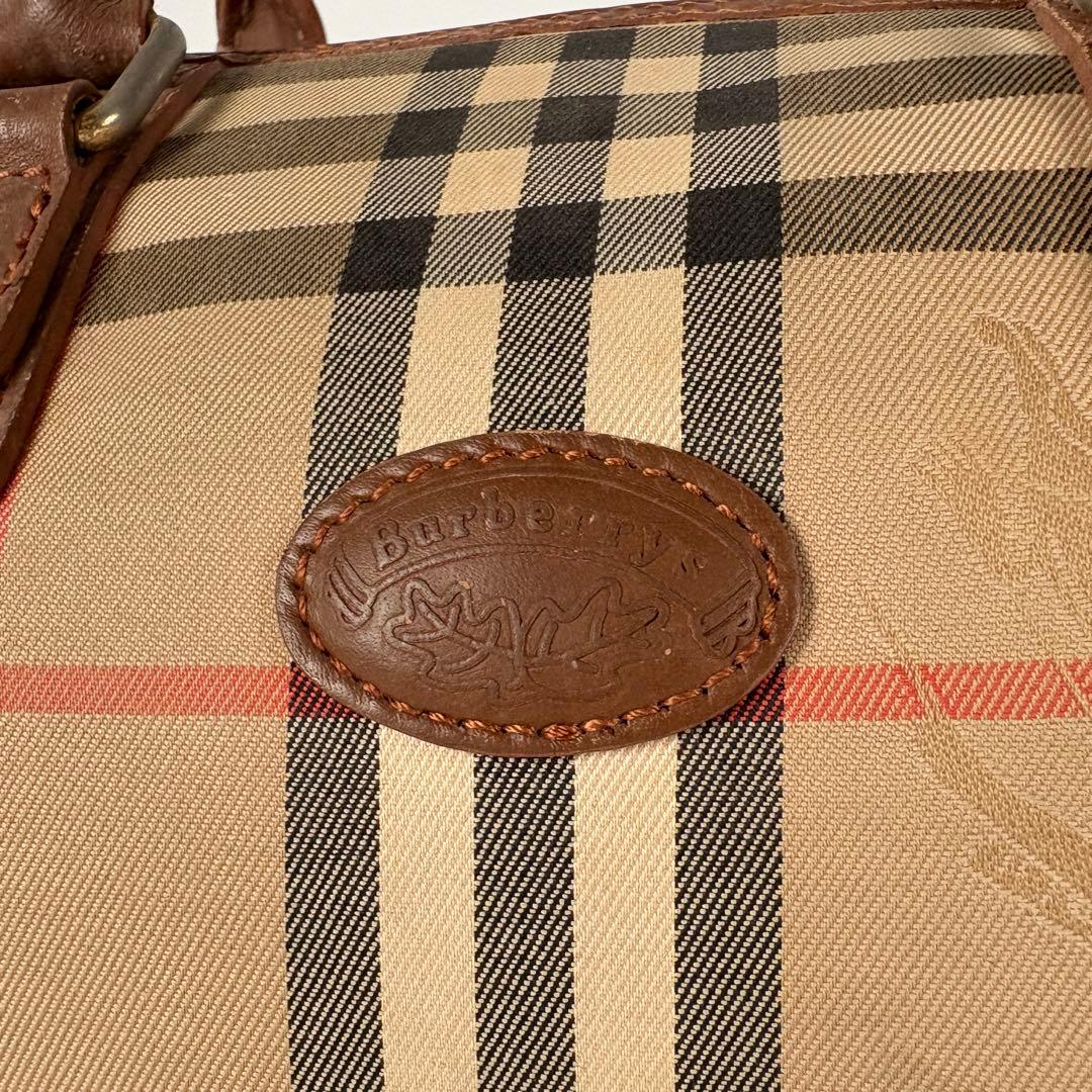 希少　月桂樹　バーバリーズ ハンドバッグ ミニボストン ノバチェック キャンバス
