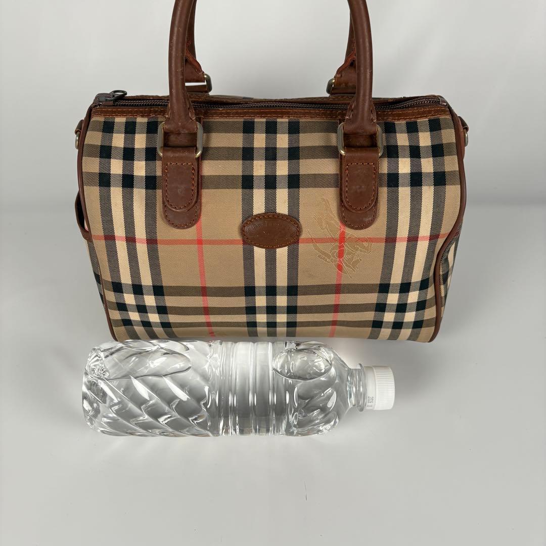 希少　月桂樹　バーバリーズ ハンドバッグ ミニボストン ノバチェック キャンバス