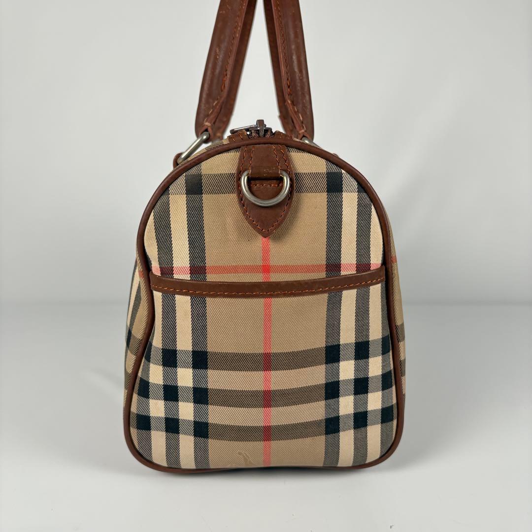希少　月桂樹　バーバリーズ ハンドバッグ ミニボストン ノバチェック キャンバス