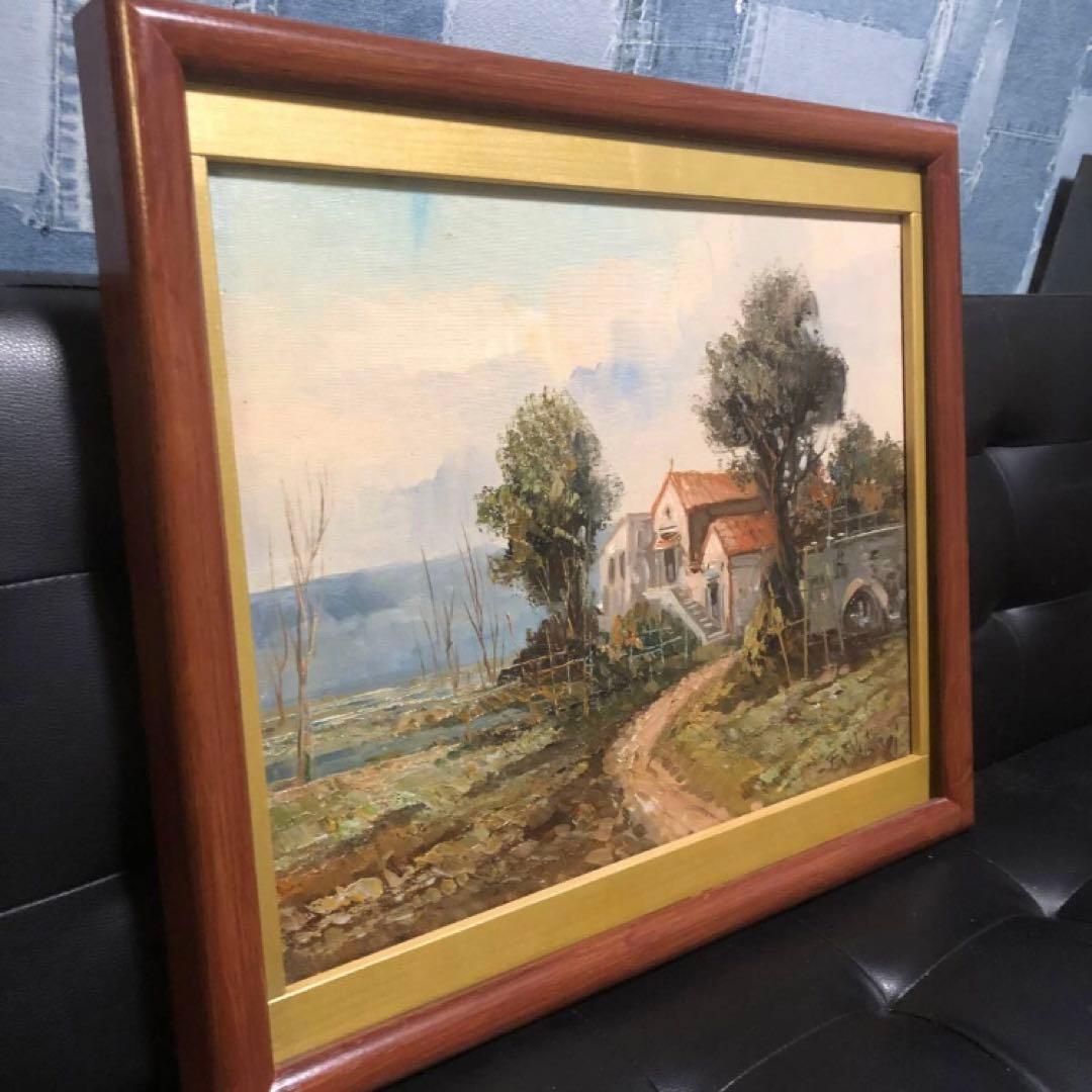 油彩画　E・RICCIARDI　リッチャルディ作品　LANDSCAPE　風景画