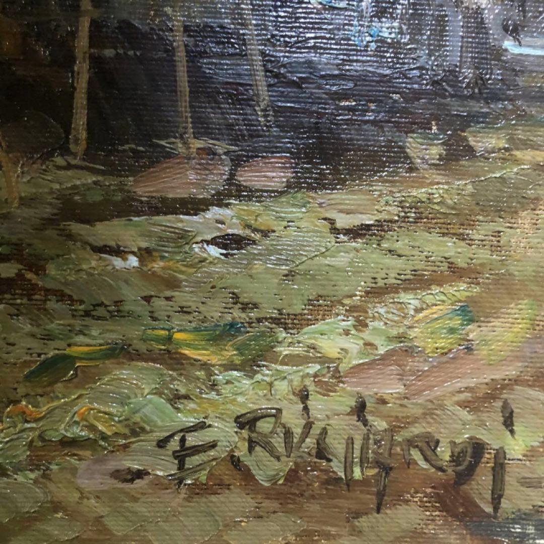 油彩画　E・RICCIARDI　リッチャルディ作品　LANDSCAPE　風景画