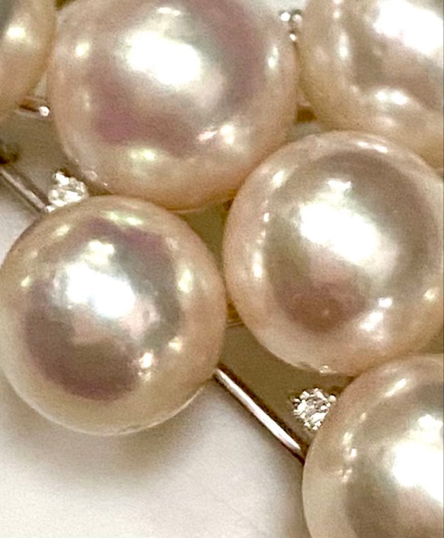 あこや本真珠メレダイヤ入りブローチ美品