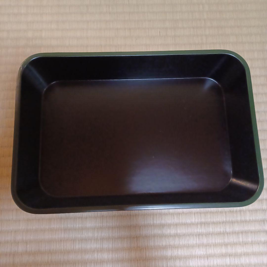 未使用　青漆　一閑塗　舟形　莨盆　即中斎好　表千家　桐箱有　茶道具　漆器　⑨