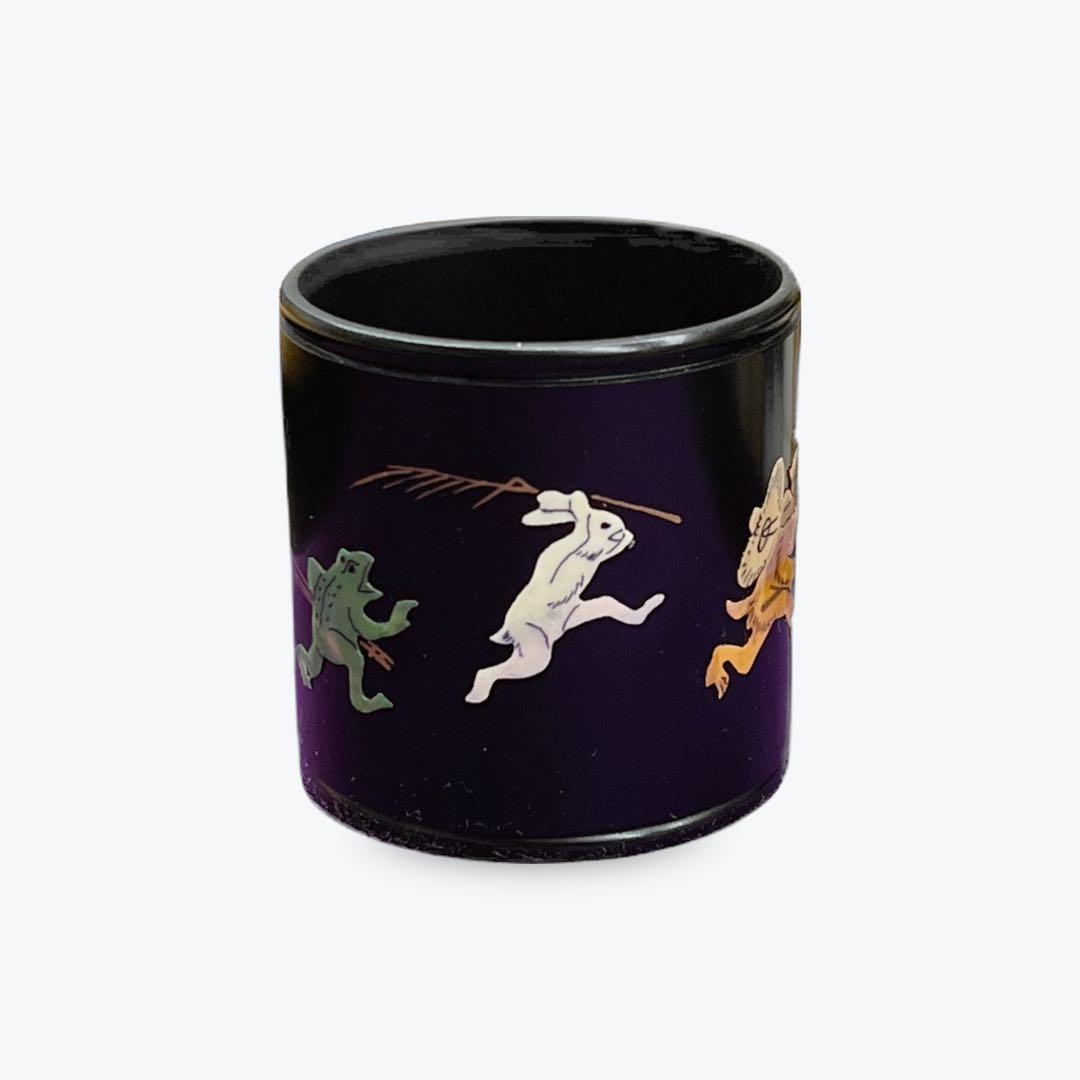 蓋置　唐銅　螺鈿　「鳥獣戯画」　金谷宗林作　茶道具