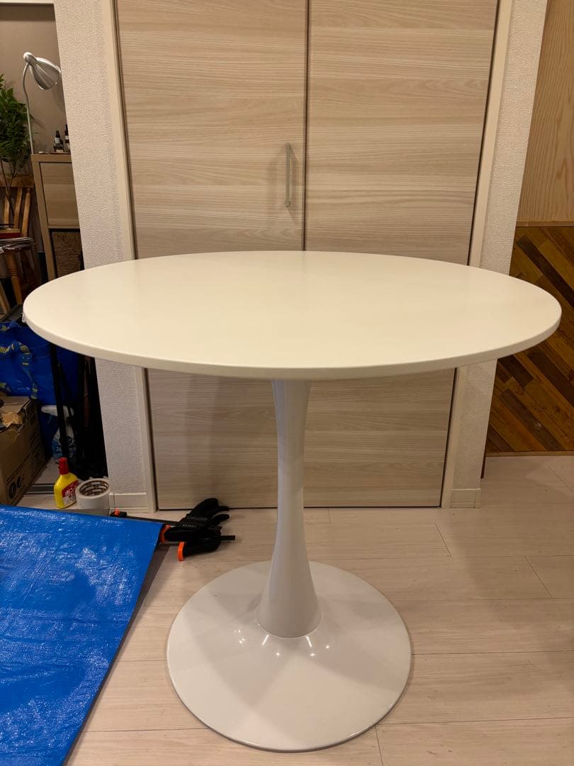 丸テーブル(80cm)　ホワイト　ダイニングテーブル