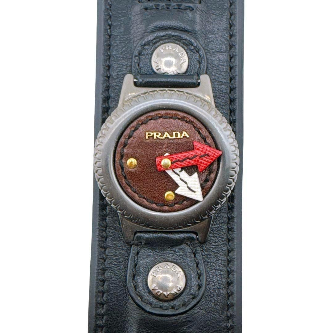 ★プラダ レザー 時計モチーフ ブレスレット バングル ブラック レザー★
