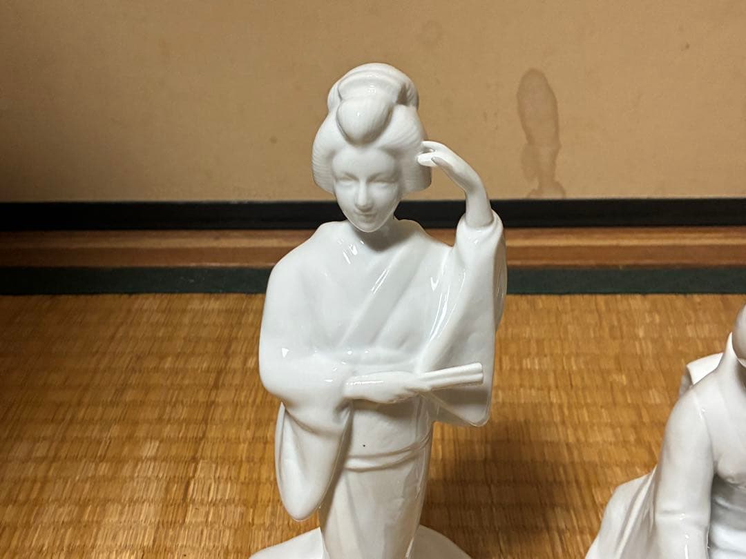白磁 琴引き 和装 乙女 女人像 揃い 三体まとめて 時代物