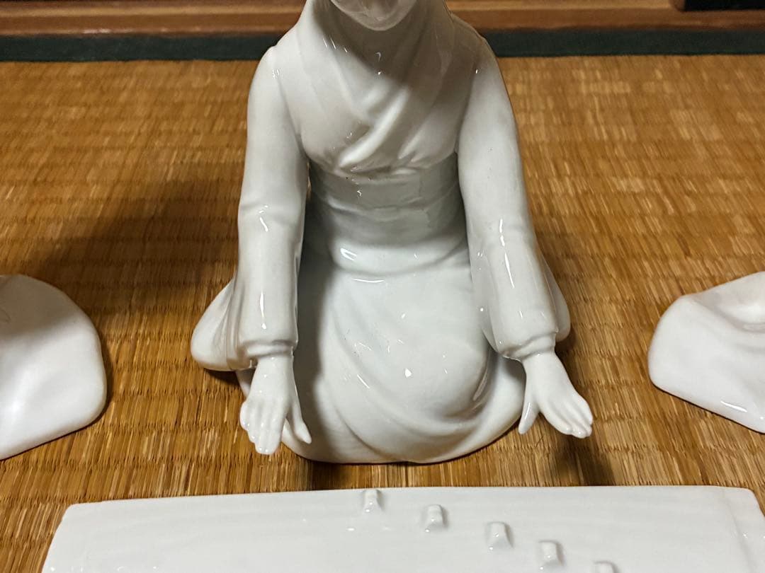 白磁 琴引き 和装 乙女 女人像 揃い 三体まとめて 時代物