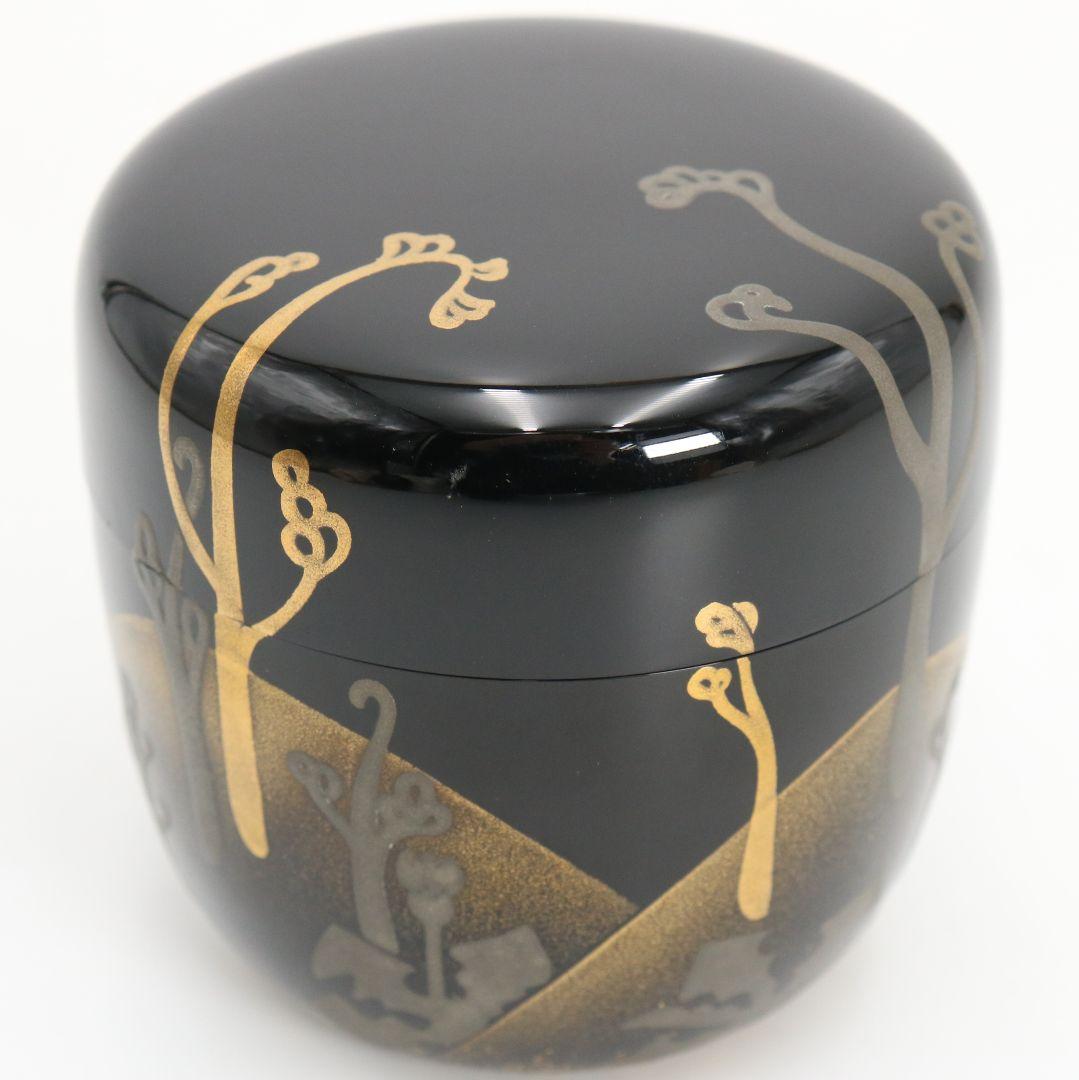 中村宗尹作 蕨 大棗 遠山蒔絵 茶道具 共箱　V876　N6