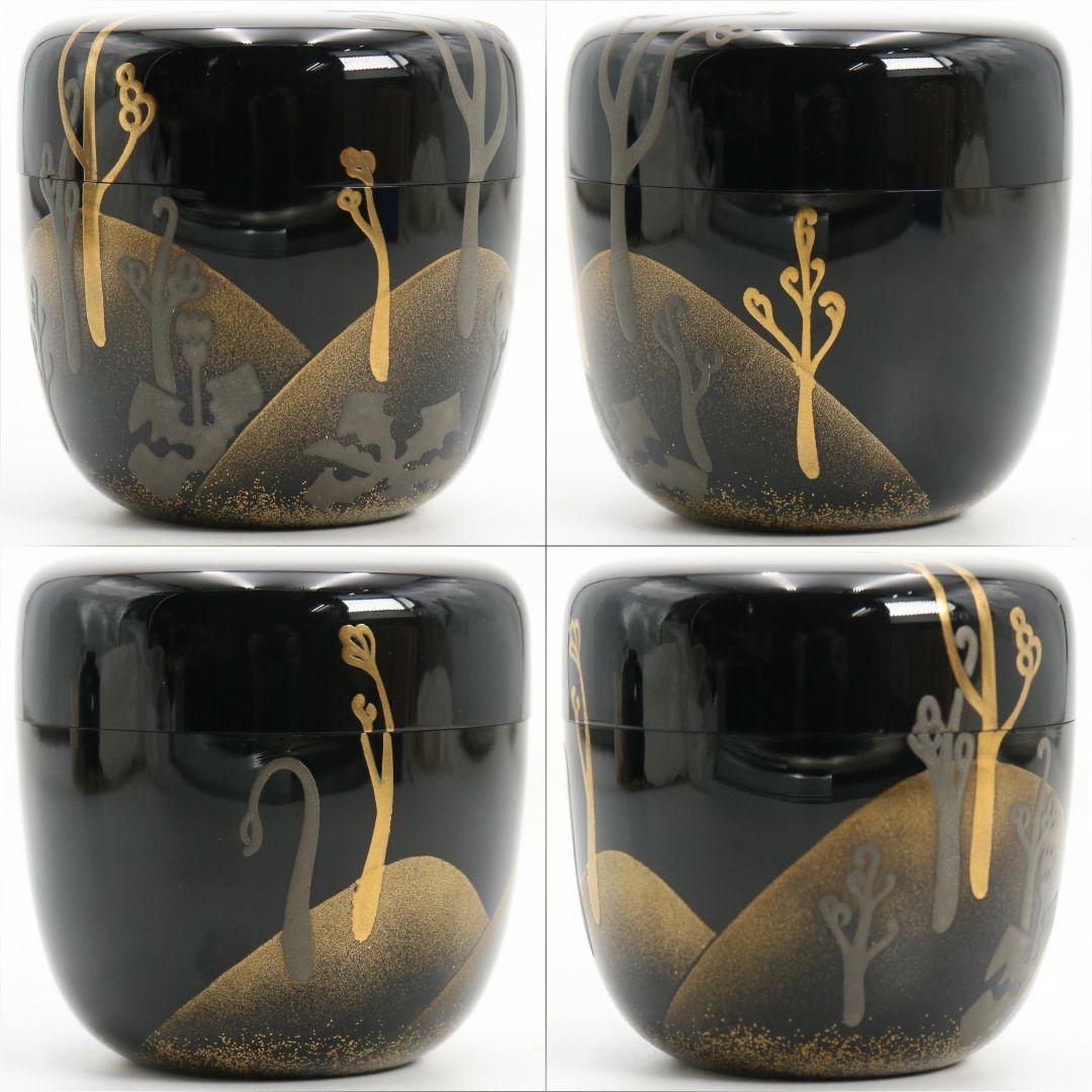 中村宗尹作 蕨 大棗 遠山蒔絵 茶道具 共箱　V876　N6