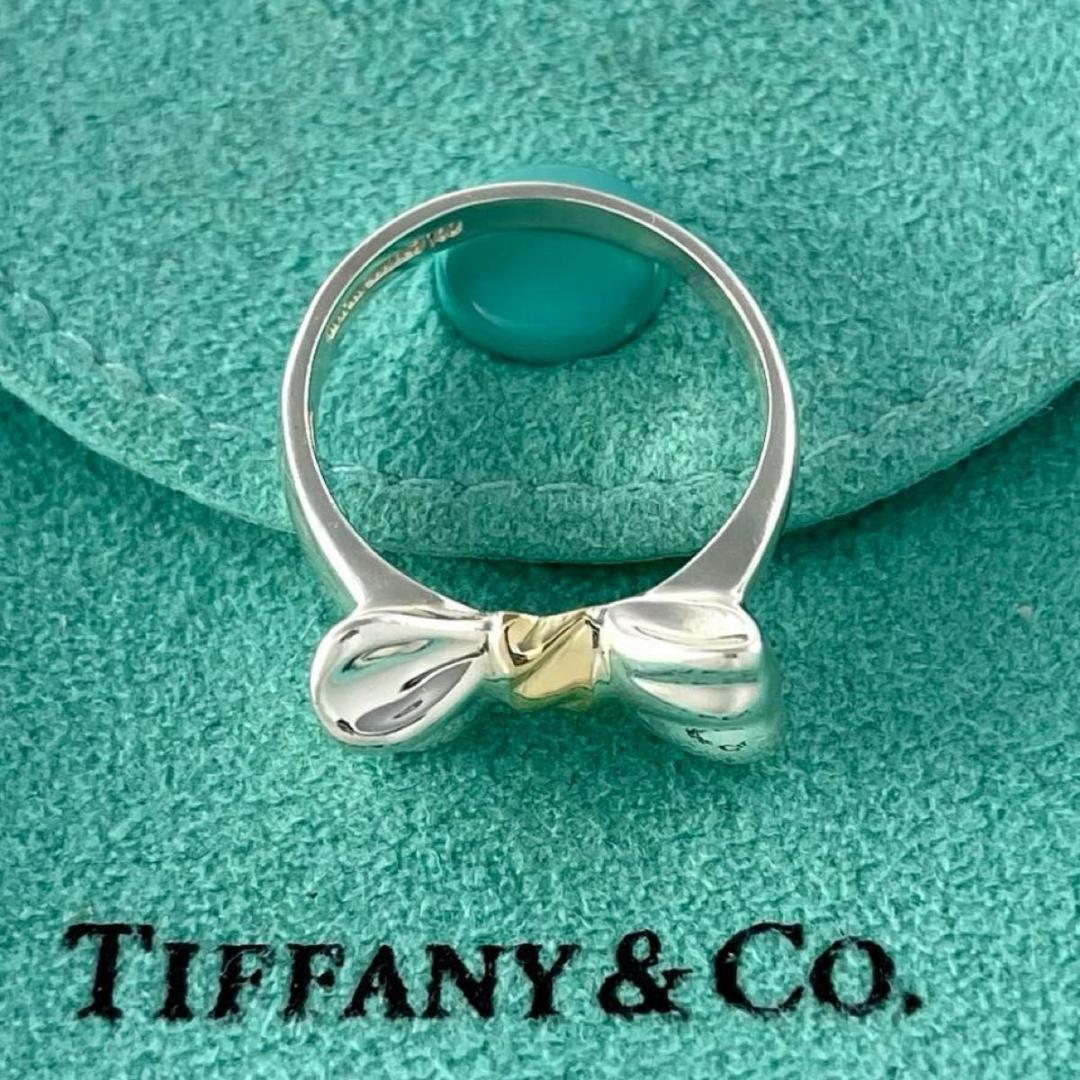 ティファニー 10号 リボン ボウ リング 925 750 コンビ P18fe