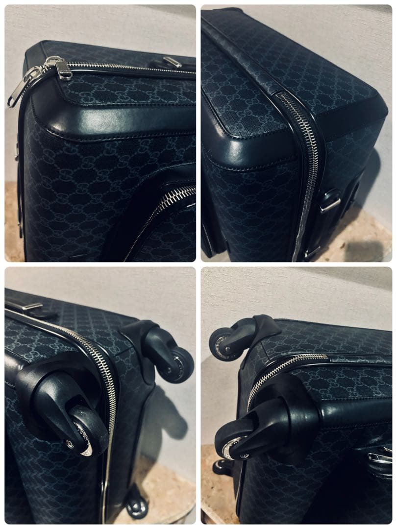【美品、希少】グッチ、GUCCI、トロリースーツケース、GGスプリーム、黒