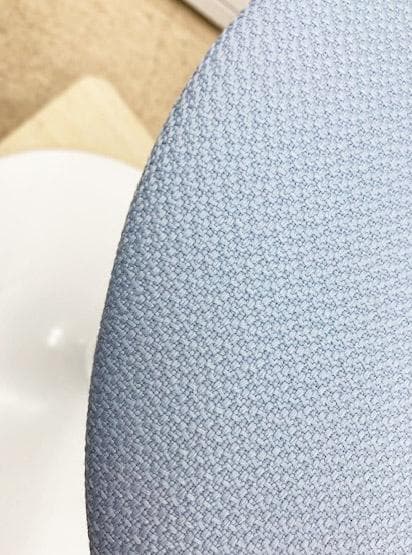 オカムラ 患者用チェア ⑤　布張り 背付 円盤脚 座面回転　ライトブルー