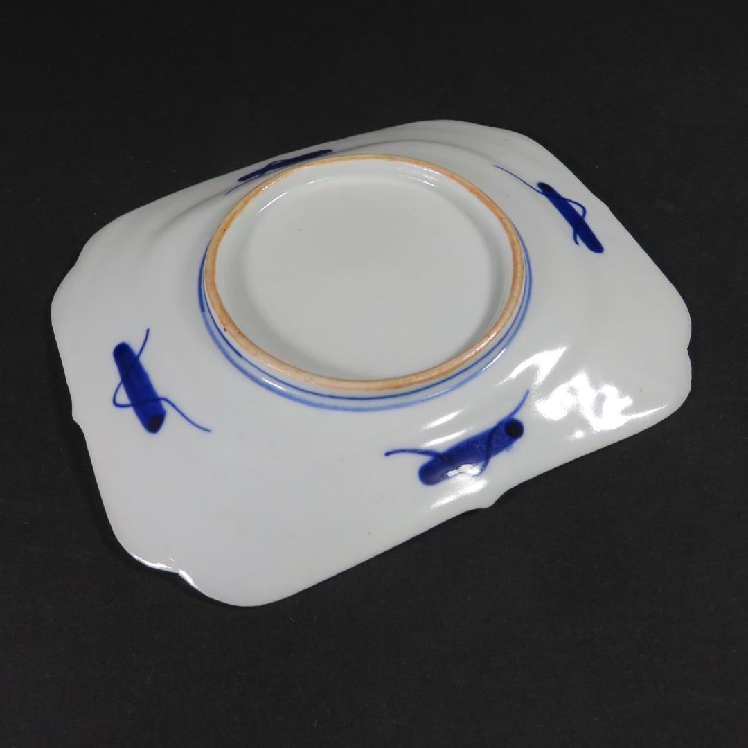 角皿 赤絵 色絵 金彩 松竹梅 4枚 唐草 明治前後