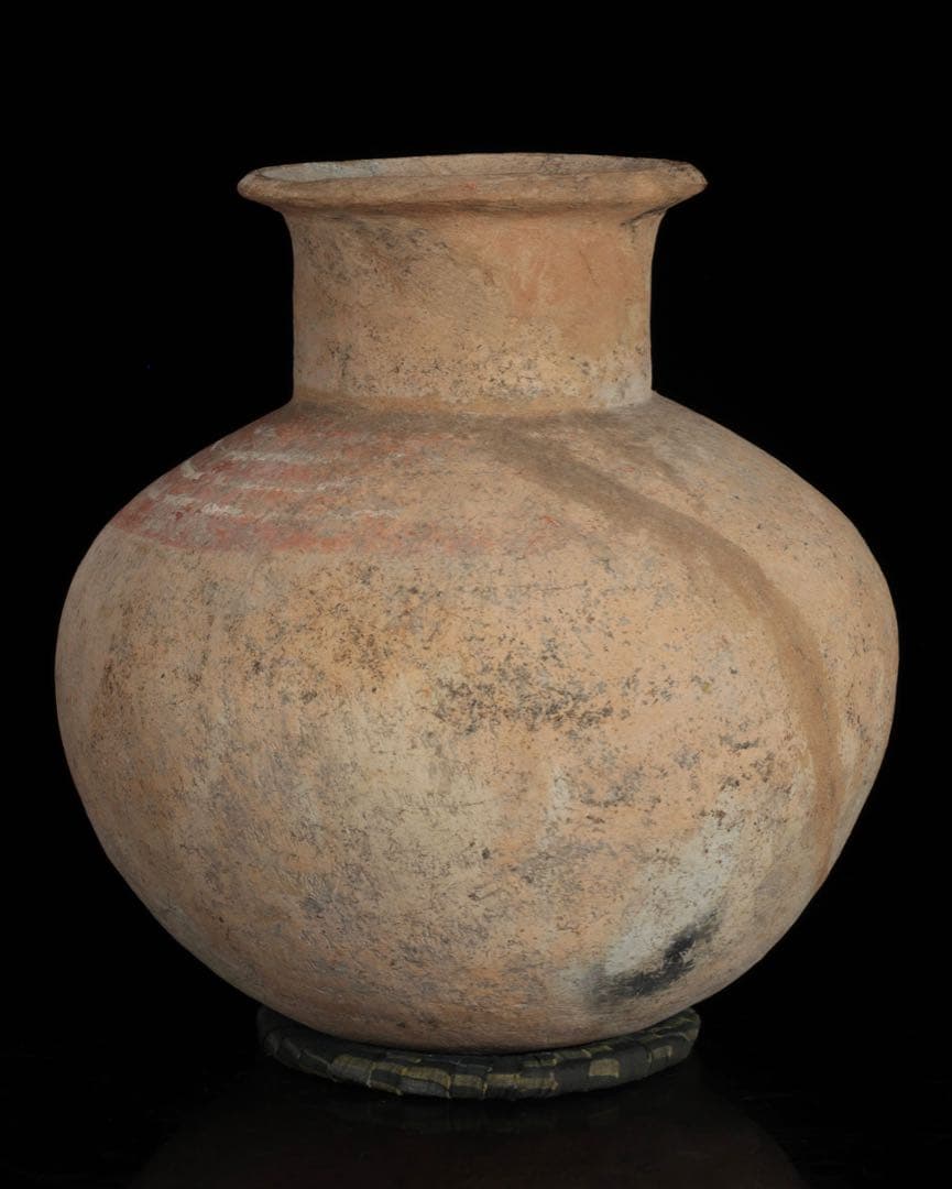 【希少・時代物】古代バンチェン発掘 彩文土器 タ イ古陶 高さ34cm 木箱付