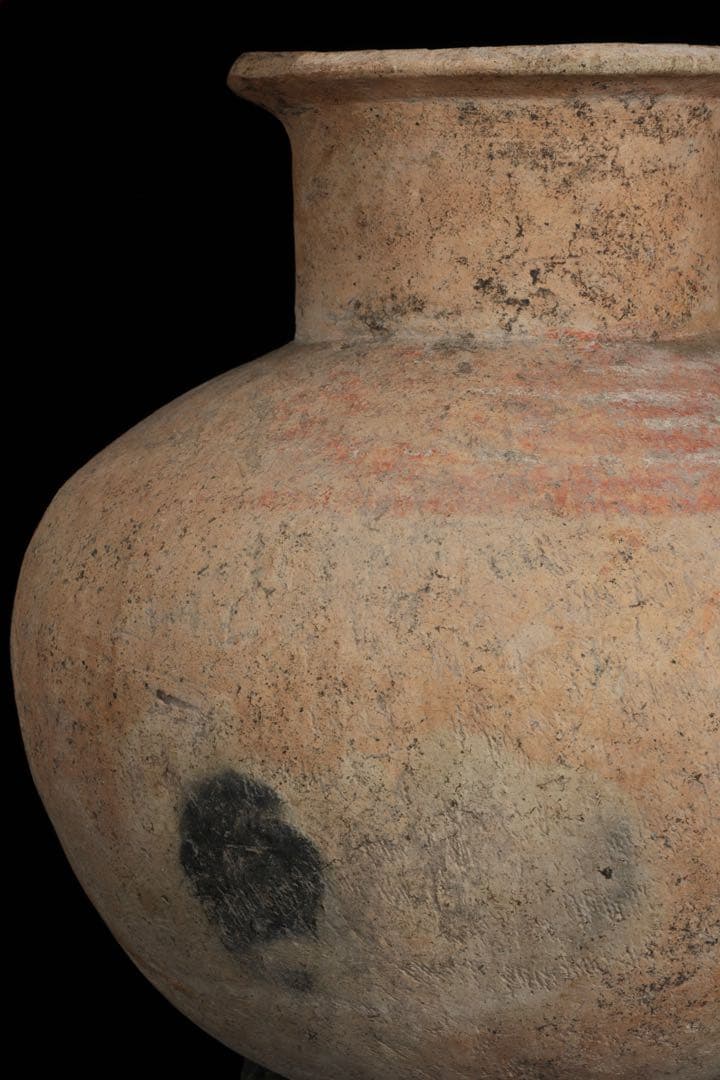 【希少・時代物】古代バンチェン発掘 彩文土器 タ イ古陶 高さ34cm 木箱付