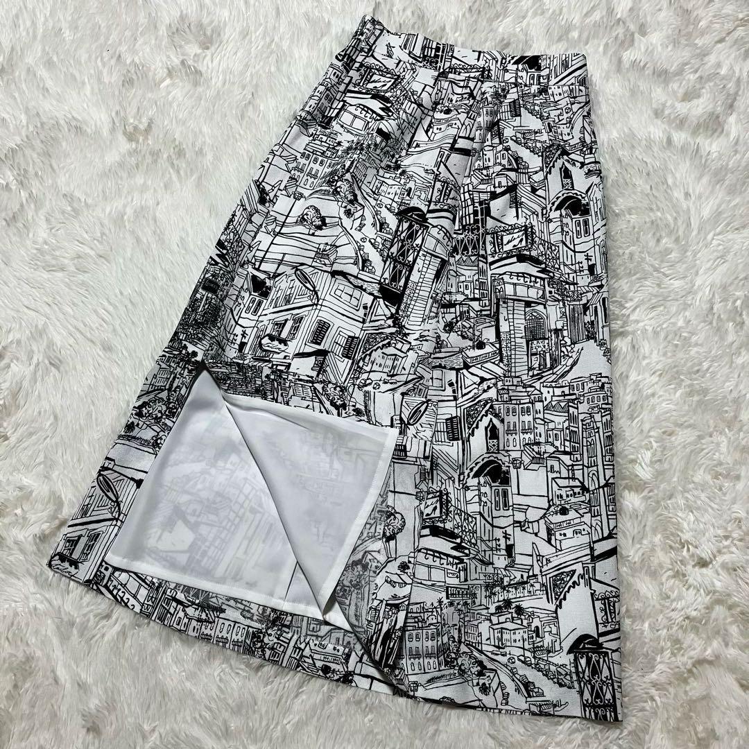 【美品】ANAYI 2025AW シティスケーププリントAライン スカート