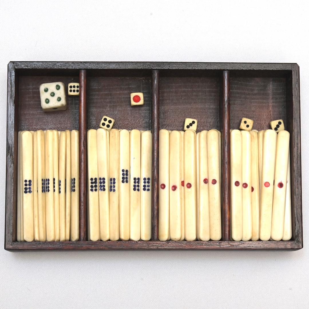 麻雀牌 背竹 関福 唐木箱 アンティーク