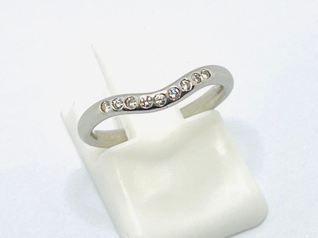 c664 ティファニー　カーブド　バンド　ダイヤ　9P プラチナ　リング　約5号