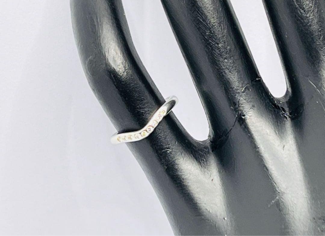 c664 ティファニー　カーブド　バンド　ダイヤ　9P プラチナ　リング　約5号