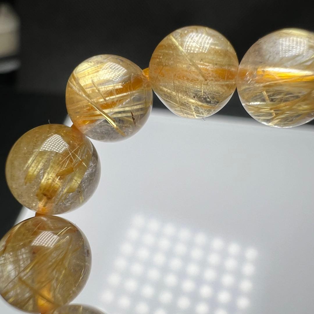 【73207】 高品質 ゴールドルチルクォーツ 6.6mm ブレスレット