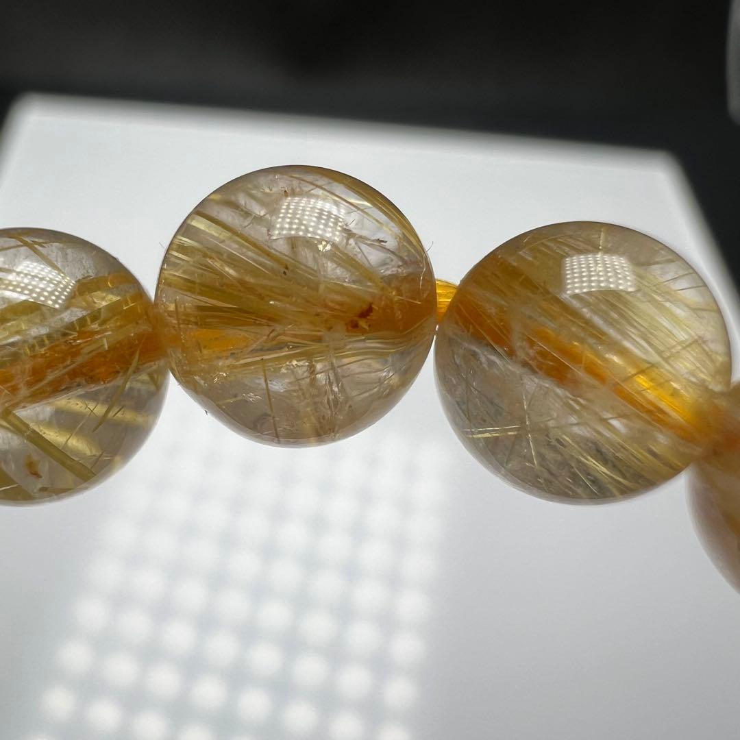 【73207】 高品質 ゴールドルチルクォーツ 6.6mm ブレスレット