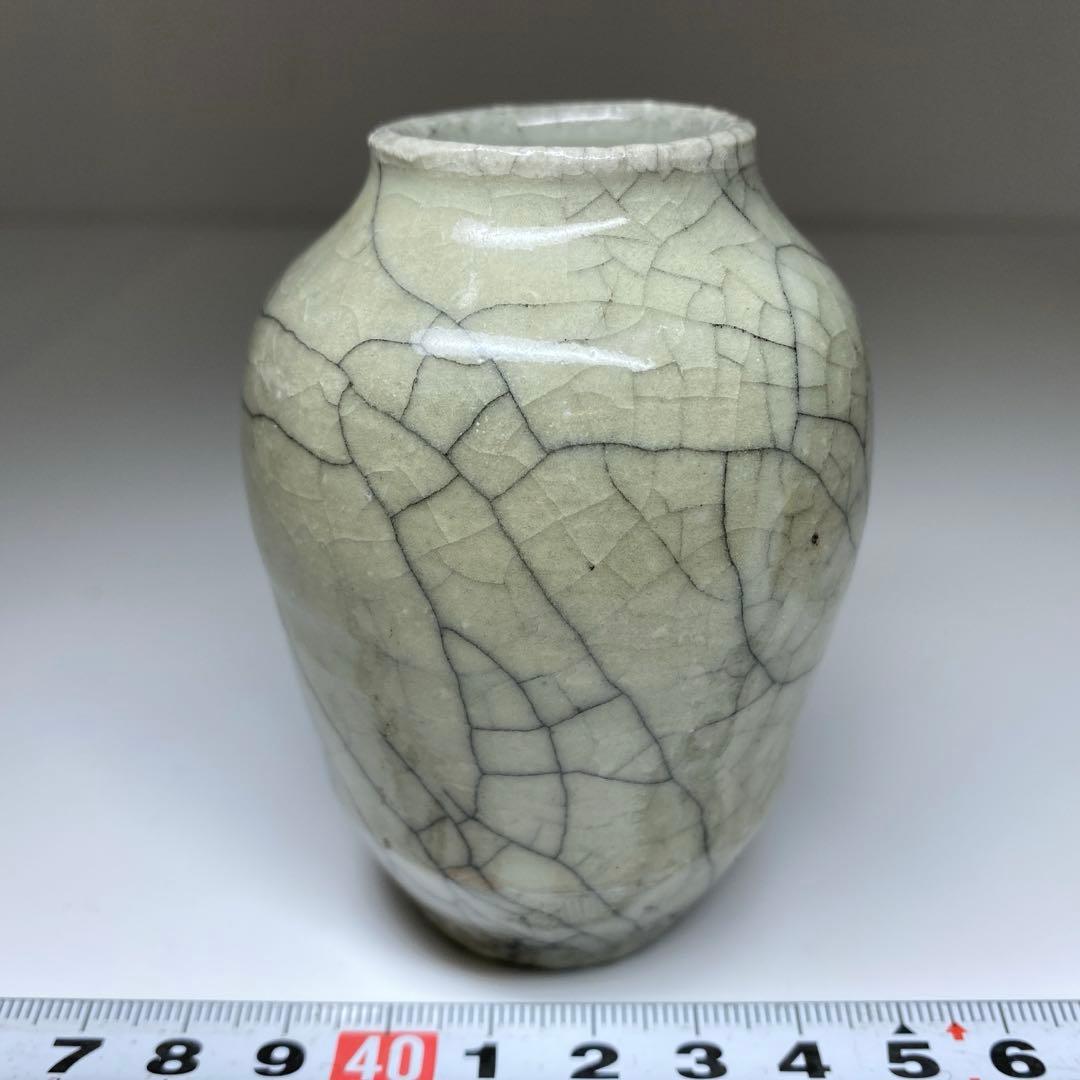 中国清時代　哥窯ひび焼小壺　高さ8.3㎝　東Y7-0324☆2F