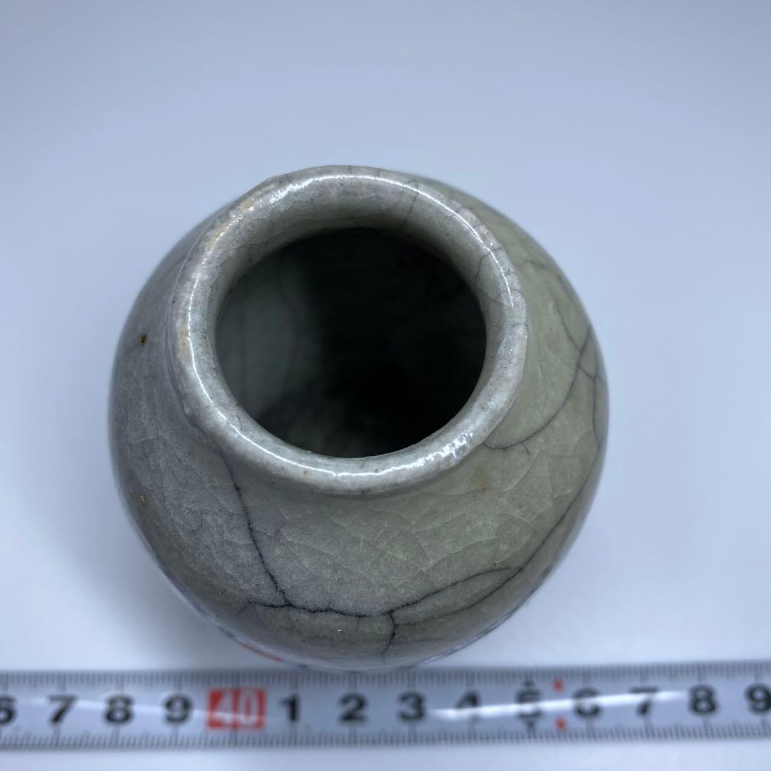 中国清時代　哥窯ひび焼小壺　高さ8.3㎝　東Y7-0324☆2F