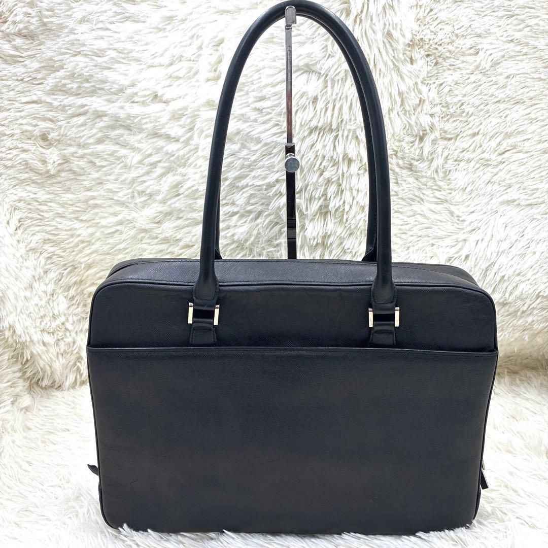 バーバリー サフィアーノレザー ノバチェック ビジネスバッグ ブラック 黒 A4