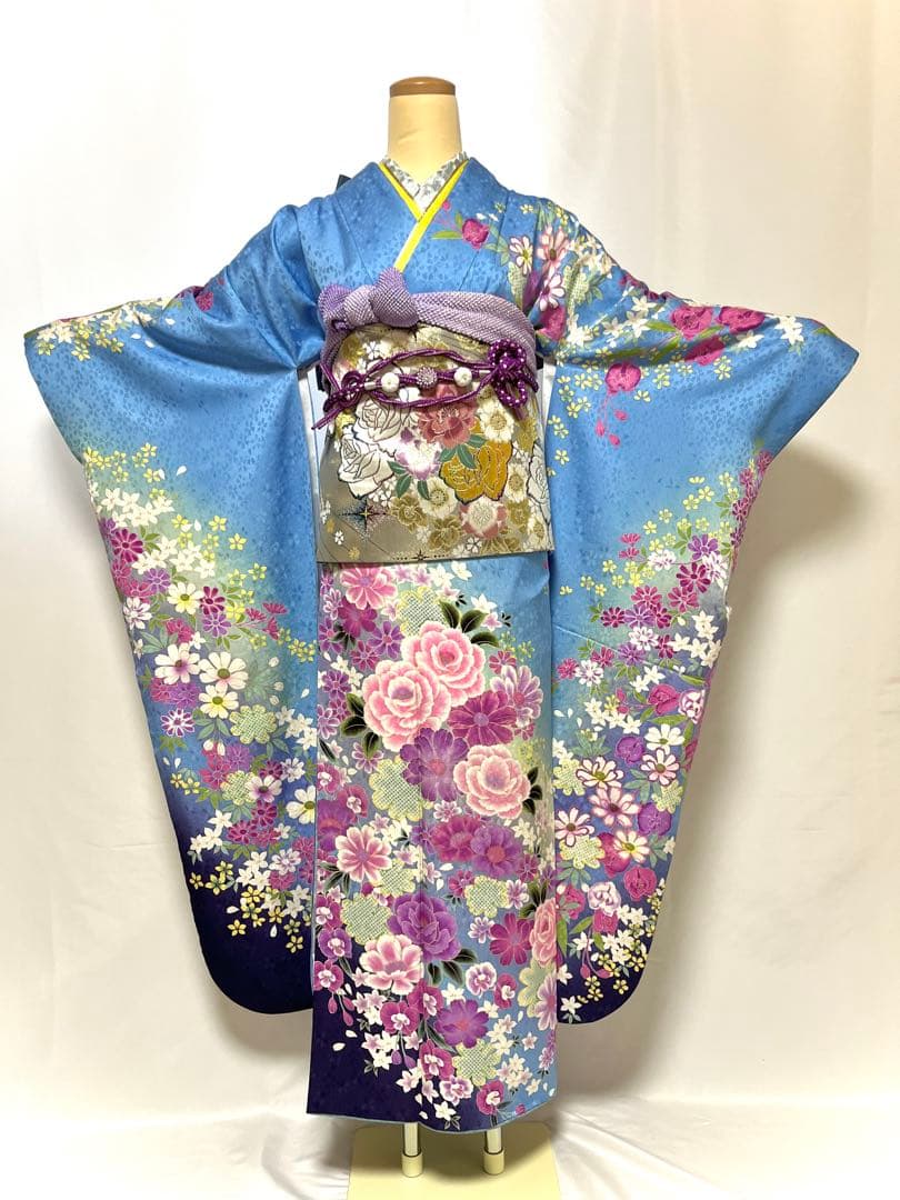 【美おり】振袖 正絹 振袖フルセット 7点セット 成人式 エレガント 水色