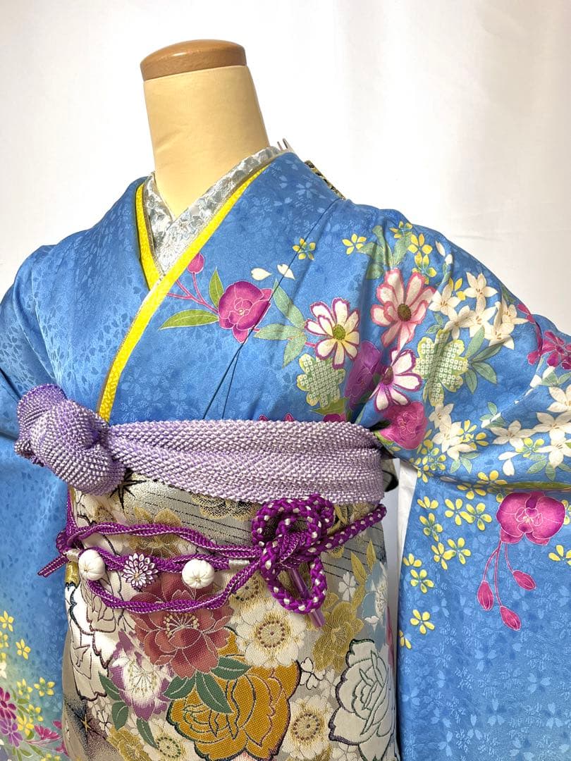 【美おり】振袖 正絹 振袖フルセット 7点セット 成人式 エレガント 水色