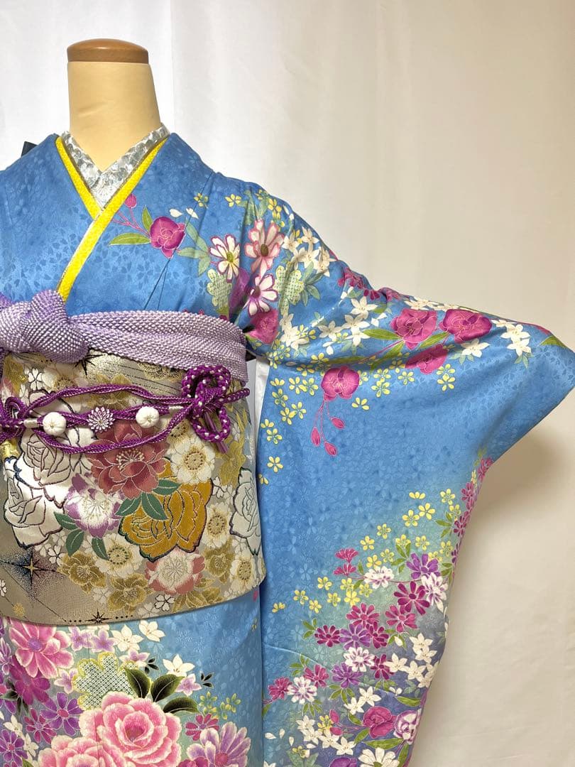 【美おり】振袖 正絹 振袖フルセット 7点セット 成人式 エレガント 水色