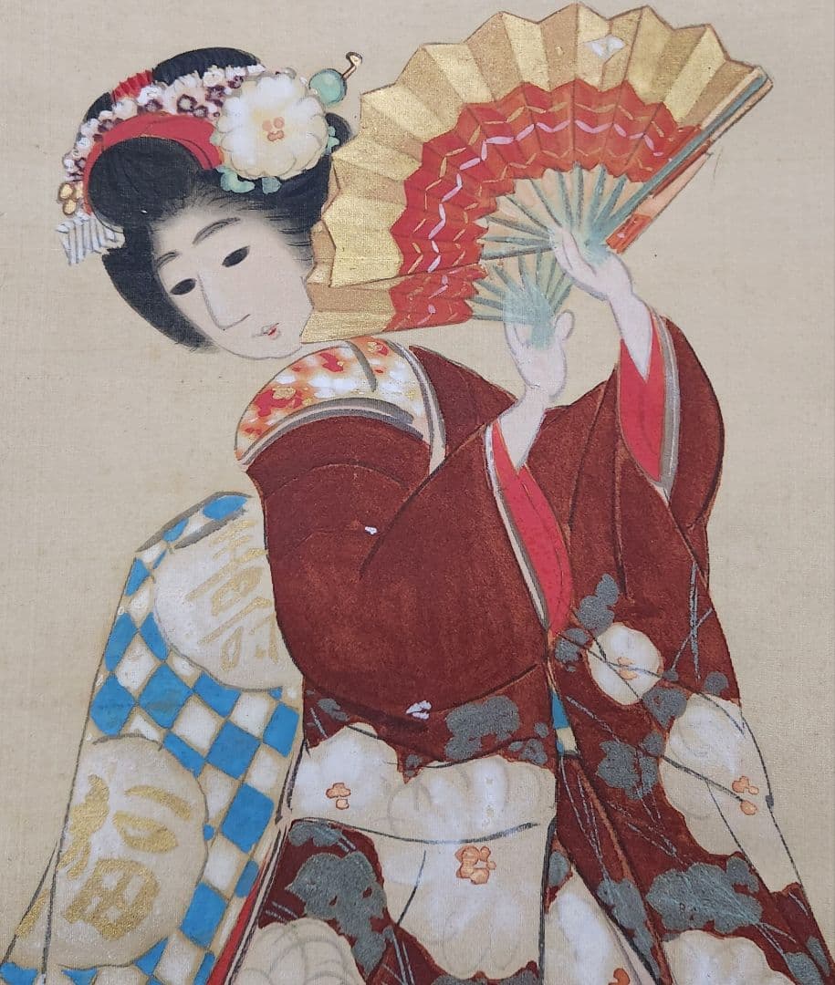 【舞妓舞踊図】大江良起 735 舞子さん 掛け軸 肉筆