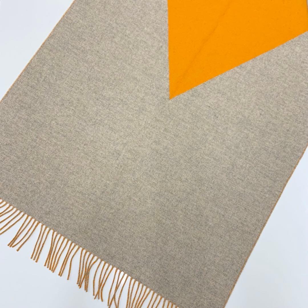 エルメス カシミヤ マフラー ストール オレンジ ベージュ