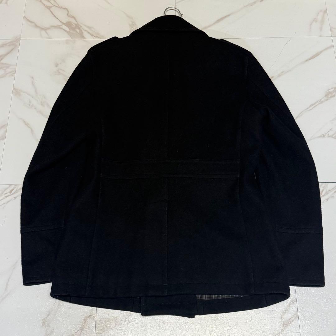 【極美品/L】バーバリーブラックレーベル ピーコート ノバチェック 黒