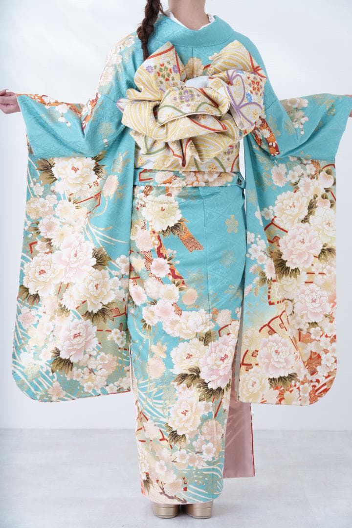 ≪美品≫正絹　振袖９点フルセット【787】【145cm~155cmの方用】