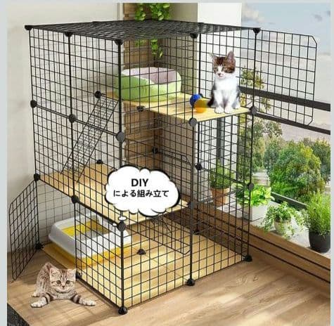 猫ケージ 猫ハウス 室内用 キャットケージ 多頭ブラック