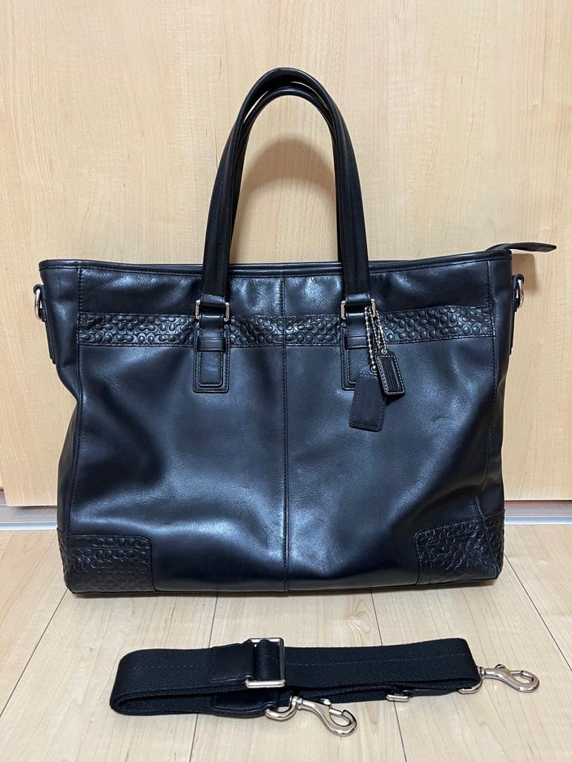 COACHブラックレザー ビジネスバッグ　2way