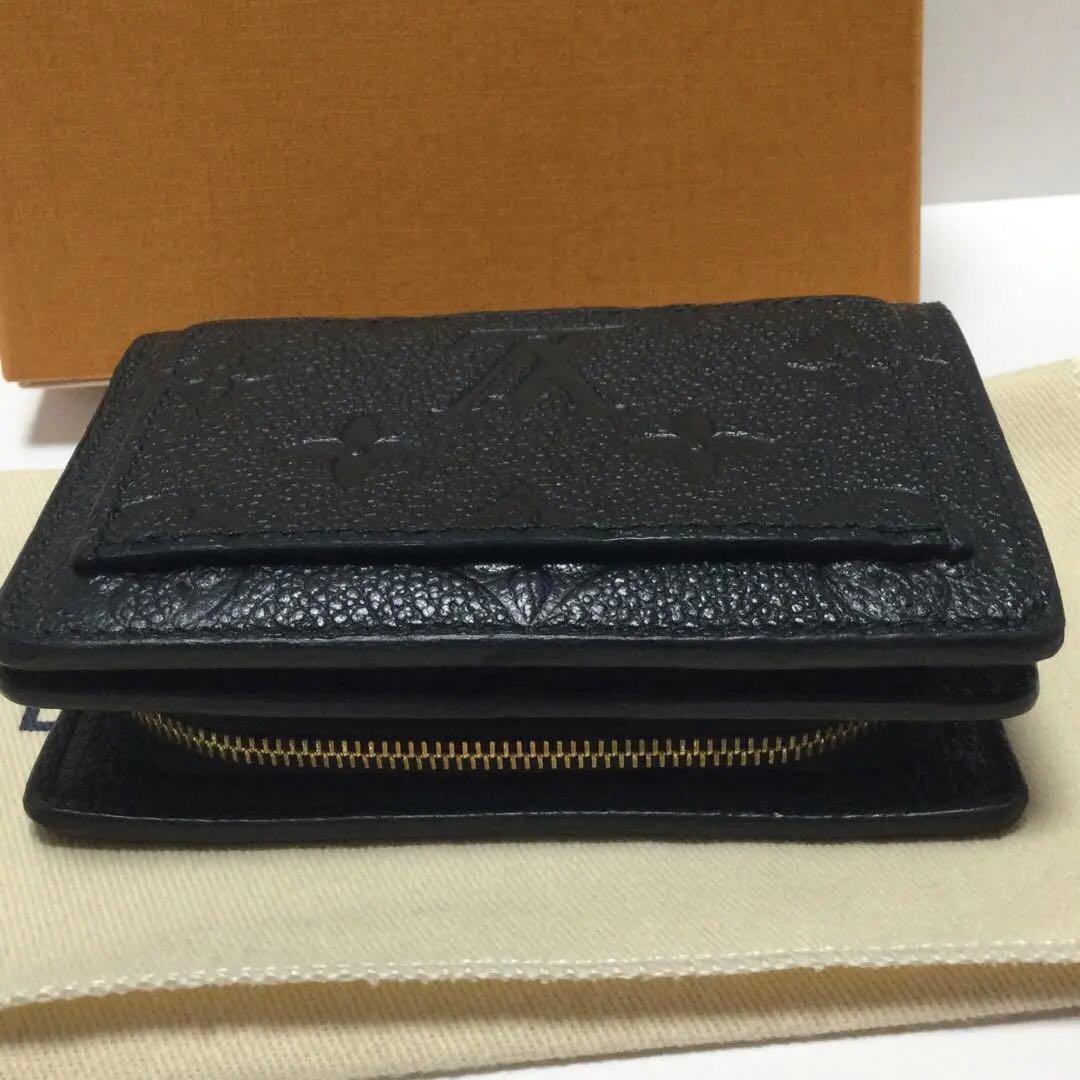 美品★ルイヴィトン　ポルトフォイユ　クレア　アンプラント　黒　二つ折り財布