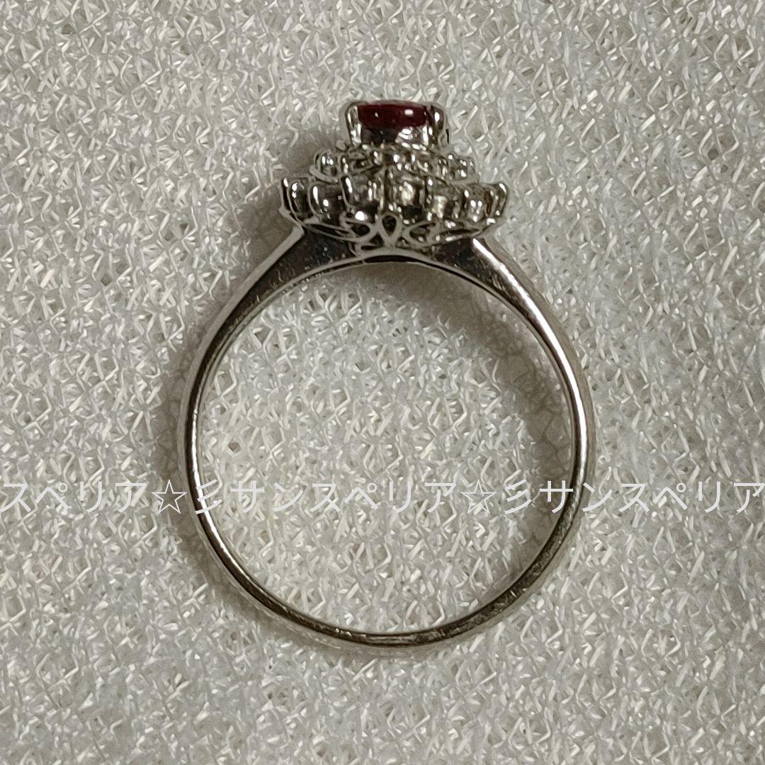 Pt850 ルビー0.65ctとダイヤモンド0.29ctのフラワーリング