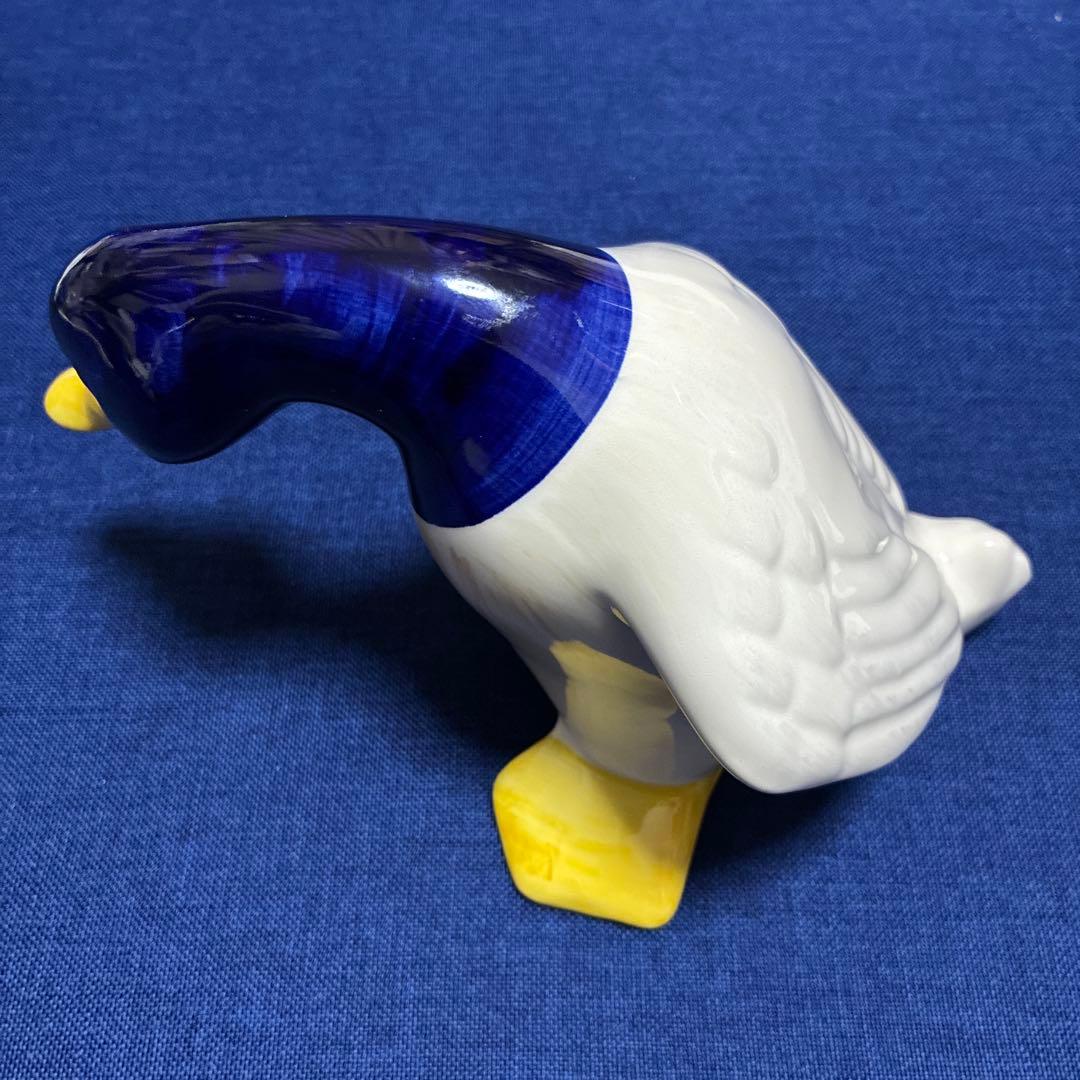 青と白の陶器製アヒル　イギリス製