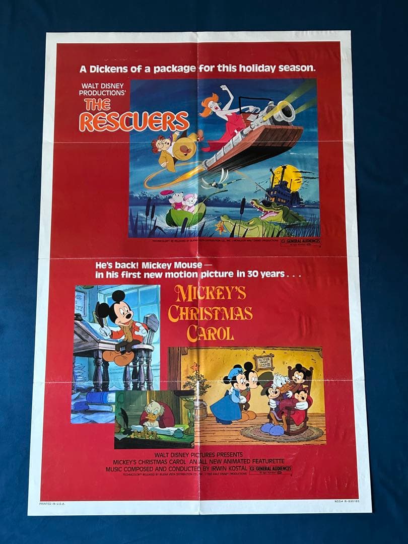 ミッキーのクリスマスキャロルと救助隊　USオリジナル映画ポスター