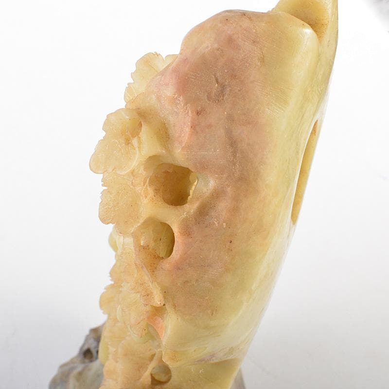 中国　玉石蝋石青田石彫刻　葡萄刻　床飾　置物　V　R5592