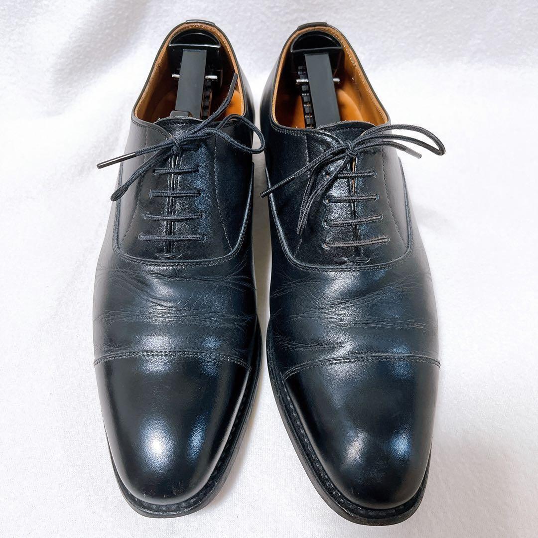 美品 スコッチグレイン 革靴 黒23.5 内羽根 ストレートチップ 黒 0106