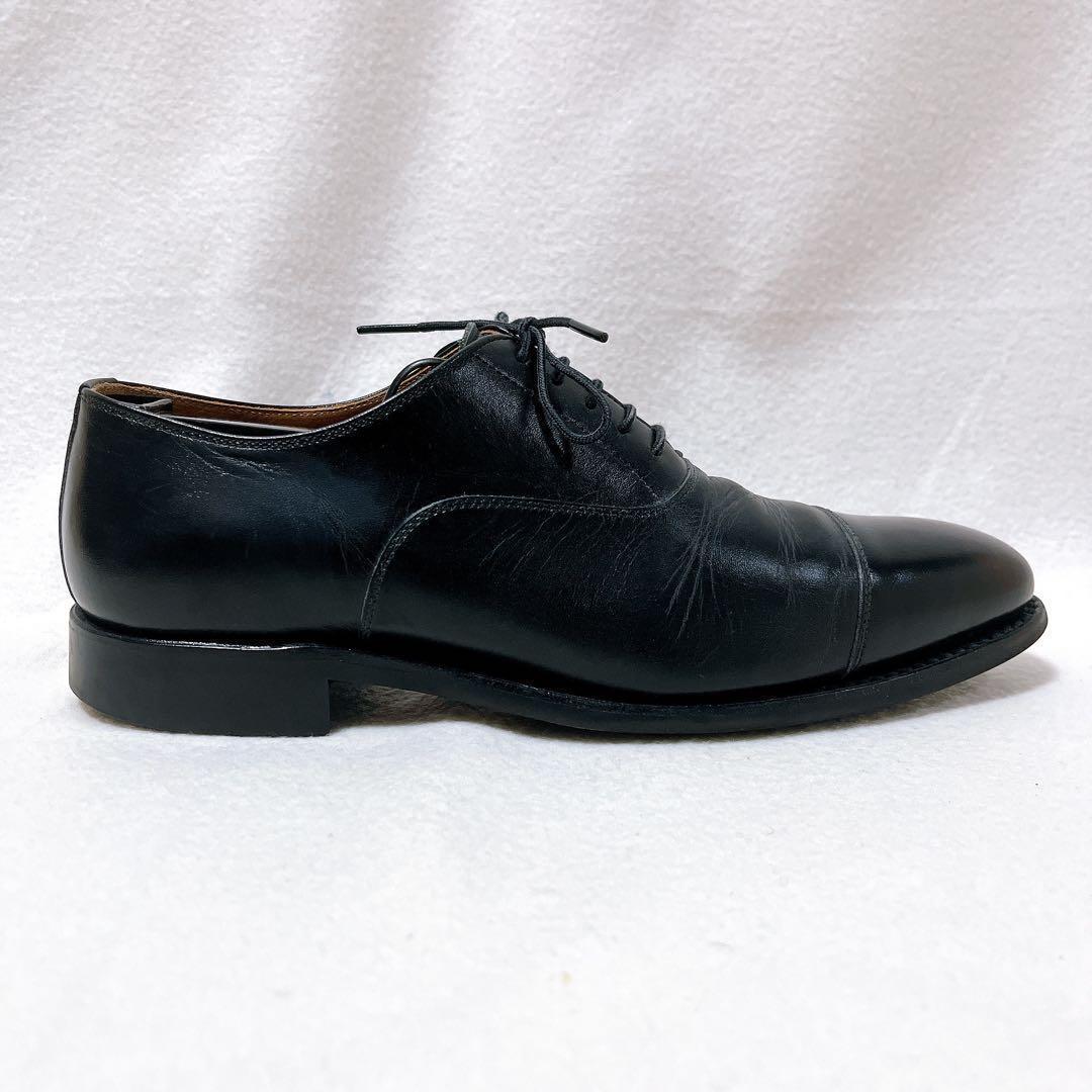 美品 スコッチグレイン 革靴 黒23.5 内羽根 ストレートチップ 黒 0106